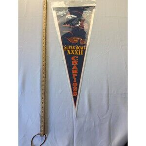 Vintage SUPER BOWL 32 XXXII DENVER BRONCOS vs. GREEN‎ BAY PACKERS PENNANT